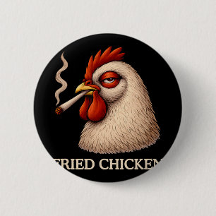 Fried Chicken Smoking Joint Funny Weed Lover  6 Cm Round Badge