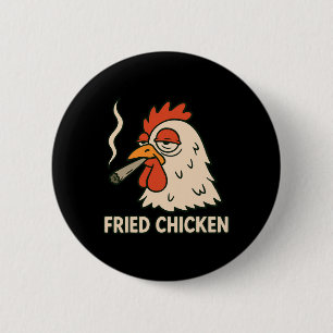Fried Chicken Smoking Joint Funny Weed Lover _8  6 Cm Round Badge