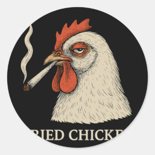 Fried Chicken Smoking Joint Funny Weed Lover _9 Classic Round Sticker
