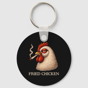 Fried Chicken Smoking Joint Funny Weed Lover  Key Ring