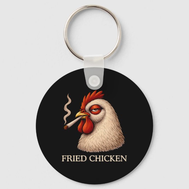 Fried Chicken Smoking Joint Funny Weed Lover  Key Ring (Front)