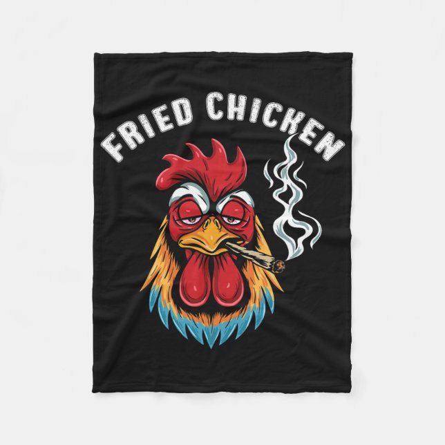 Fried Chicken Smoking Weed Stoner Day  Fleece Blanket (Front)