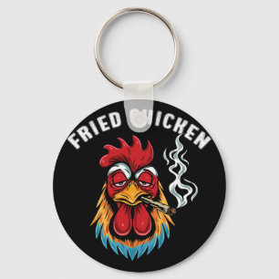 Fried Chicken Smoking Weed Stoner Day Key Ring