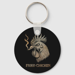 Fried Chicken Smoking Weed Stoner Key Ring