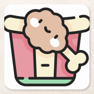 fried chicken square paper coaster