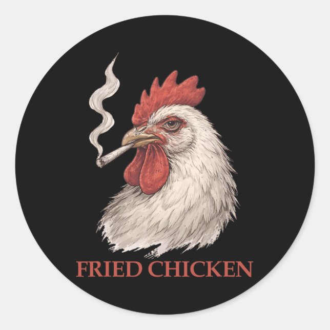 Fried Chicken Stoner Funny Weed  Classic Round Sticker (Front)