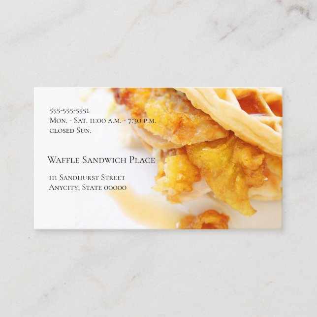 Fried chicken waffle sandwich business card (Front)