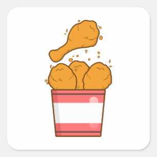 Fried Chicken With Bucket Square Sticker
