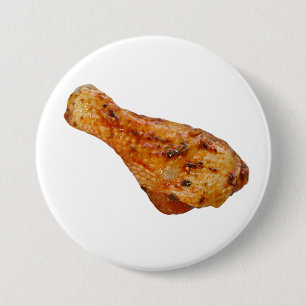 Fried cooked chicken leg 7.5 cm round badge