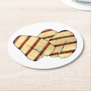 Fried Cypriot Halloumi Grilling Cheese Vegetarian Round Paper Coaster