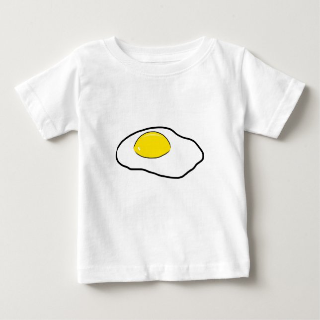 Fried Egg Cartoon Drawing Poached Eggs Sunny Side Baby T-Shirt (Front)