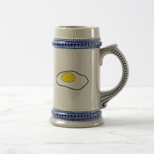 Fried Egg Cartoon Drawing Poached Eggs Sunny Side Beer Stein