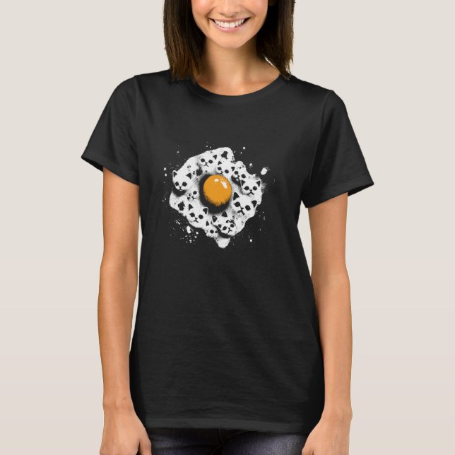 Fried Egg Cat Faces - Funny Graphic Cat Kitten Lov T-Shirt (Front)