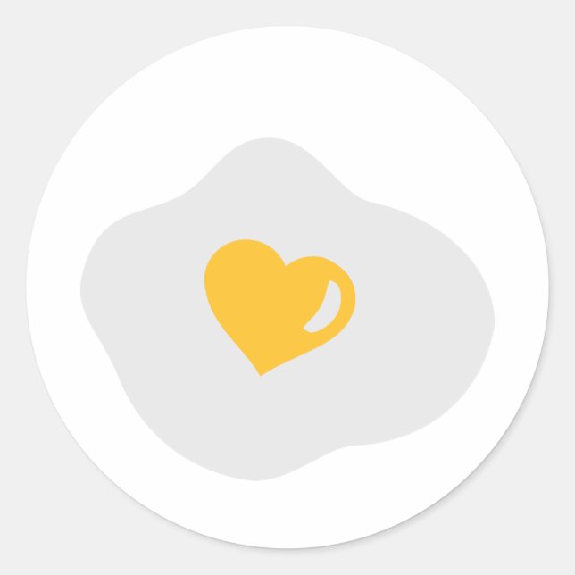 Fried egg love heart classic round sticker (Front)