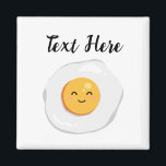 Fried Egg Magnet<br><div class="desc">Fried egg smile cute funny clipart logo icon cartoon illustration. Customisable background colour and text.</div>
