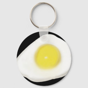Fried Egg on Black Key Ring