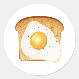 Fried egg on toast classic round sticker