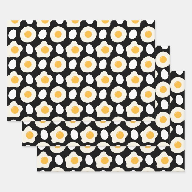 Fried Egg Pattern Breakfast Lovers Daisy Flower Wrapping Paper Sheet (Set)