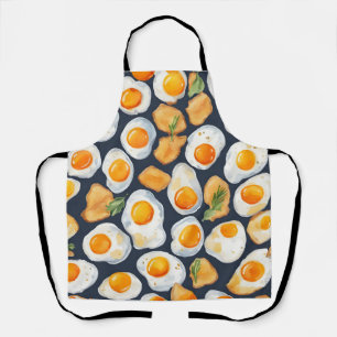 Fried Egg & Toast Seamless Pattern Kitchen Art Apron