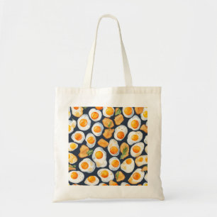 Fried Egg & Toast Seamless Pattern Kitchen Art Tote Bag
