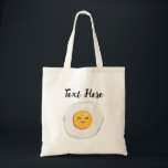 Fried Egg Tote Bag<br><div class="desc">Fried egg smile cute funny clipart logo icon cartoon illustration. Customisable background colour and text.</div>