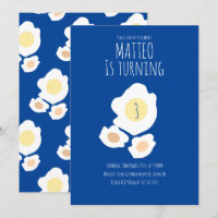 Fried Egg Turning Three Birthday Invitation