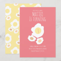 Fried Egg Turning Three Birthday Invitation