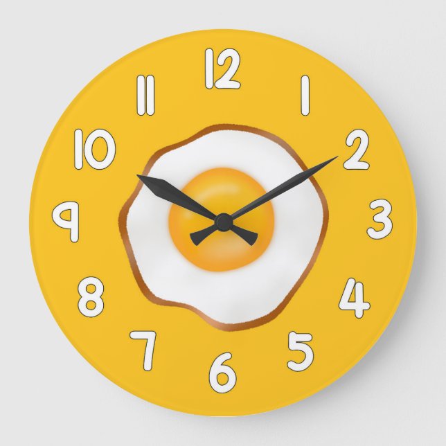 Fried Egg Wall Clock – Fun Kitchen Breakfast Home  (Front)
