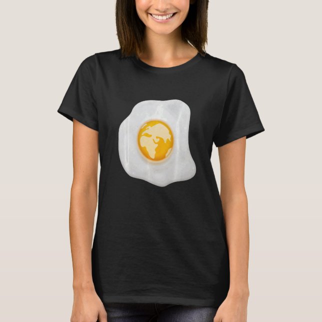 Fried Egg With Earth Globe on Yolk Costume   T-Shirt (Front)