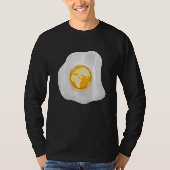 Fried Egg With Earth Globe on Yolk Costume   T-Shirt (Front)