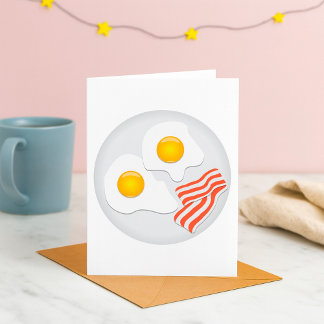 Fried Eggs and Bacon Breakfast Card