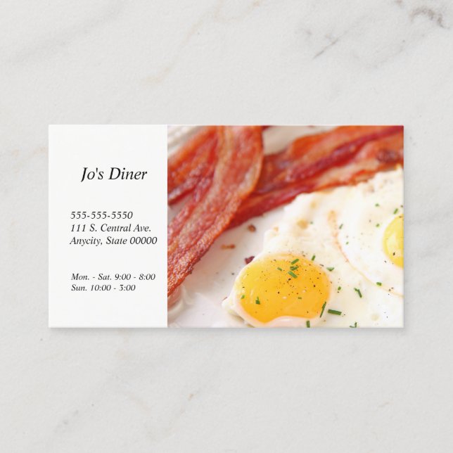 Fried eggs and bacon business card (Front)