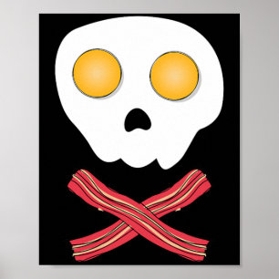 Fried Eggs Bacon Skull Breakfast Brunch Food Kids Poster