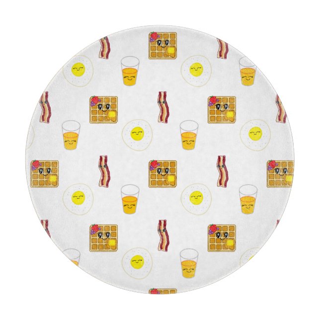 Fried Eggs, Bacon, Waffles and Orange Juice Cutting Board (Front)