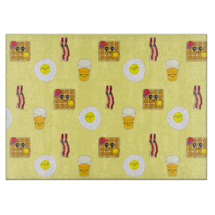 Fried Eggs, Bacon, Waffles and Orange Juice Cutting Board