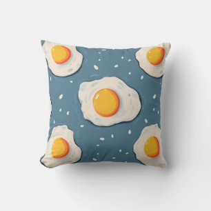 Fried Eggs Blue Cushion