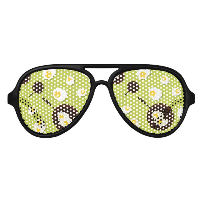 Fried Eggs Fun Food Design Aviator Sunglasses (Front)