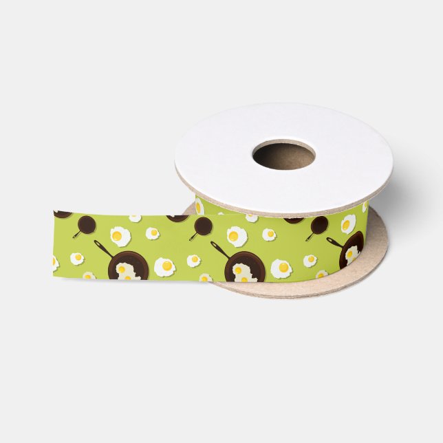 Fried Eggs Fun Food Design Satin Ribbon (Spool)