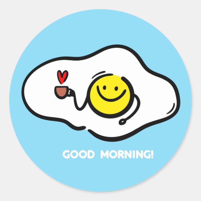 Fried eggs good morning classic round sticker (Front)
