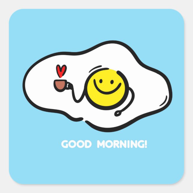 Fried eggs good morning square sticker (Front)