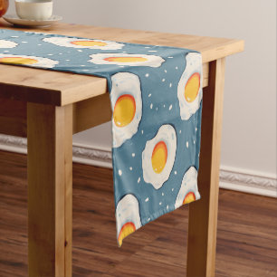 Fried Eggs on Blue Short Table Runner