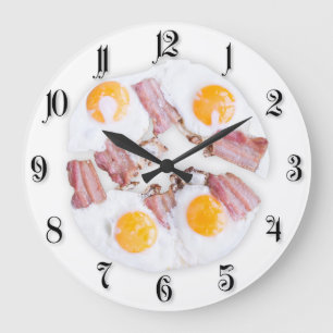 Fried eggs with bacon large clock