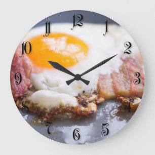 Fried eggs with bacon large clock