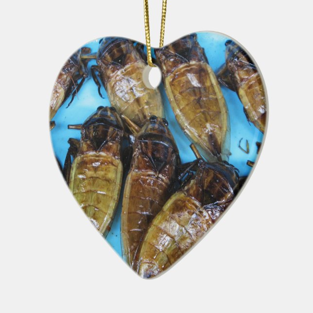 Fried Giant Water Bug (Maeng Daa) ... Asian Food Ceramic Tree Decoration (Left)