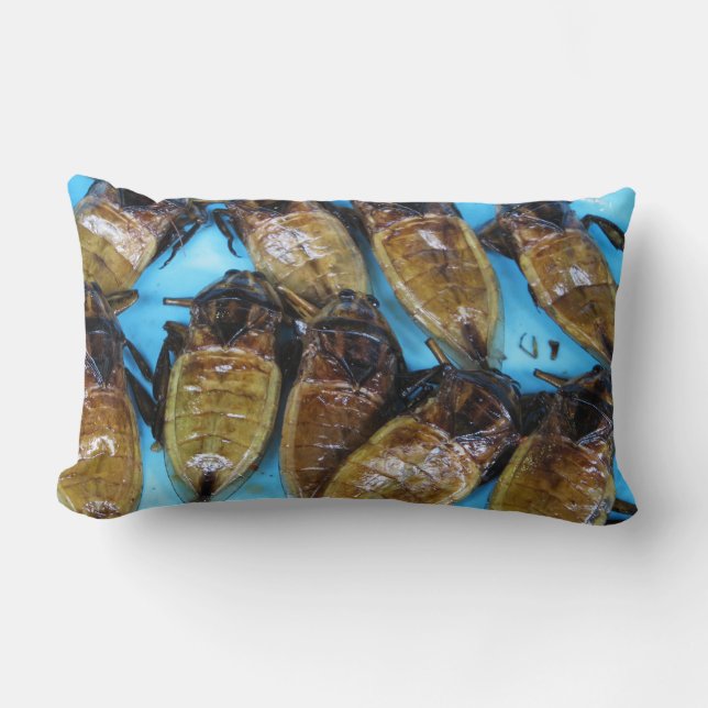 Fried Giant Water Bug (Maeng Daa) ... Asian Food Lumbar Cushion (Front)