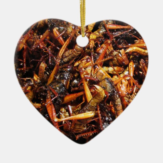 Fried Grasshopper (Takkataen Thot) Asian Food Ceramic Tree Decoration (Front)