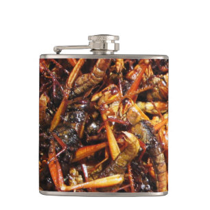 Fried Grasshopper (Takkataen Thot) Asian Food Hip Flask