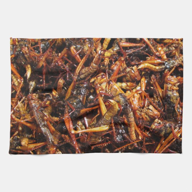 Fried Grasshopper (Takkataen Thot) Asian Food Tea Towel (Horizontal)