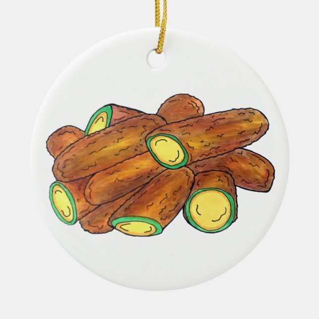 Fried Jalapeño Poppers Green Hot Jalapeno Pepper Ceramic Tree Decoration (Front)