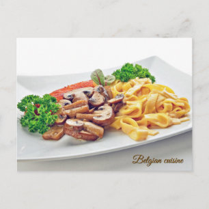 Fried meat and mushrooms - Belgian cuisine Holiday Postcard